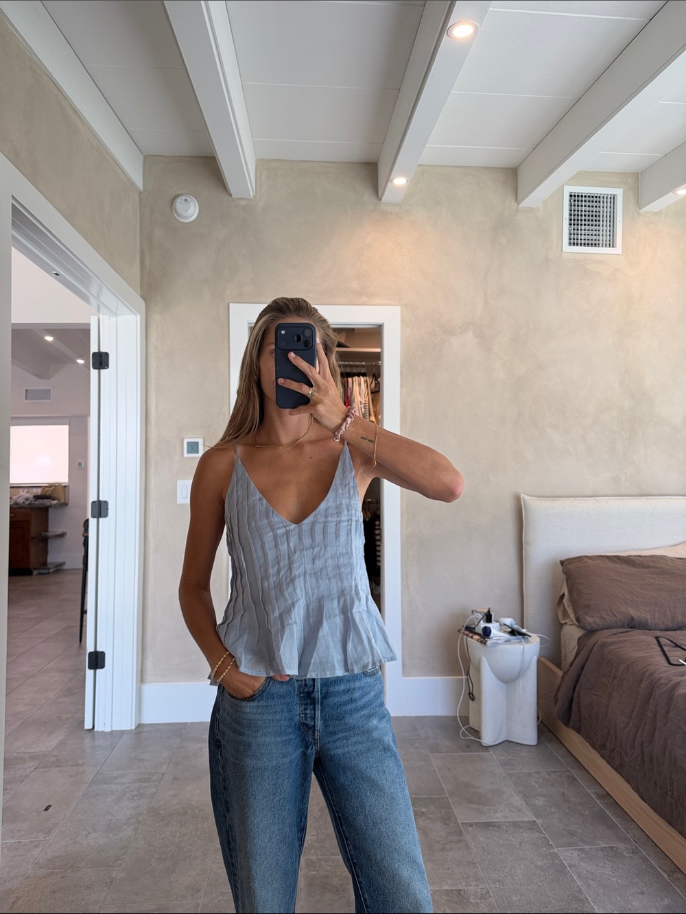 DISSH Tahlia Dusty Blue Ramie Top